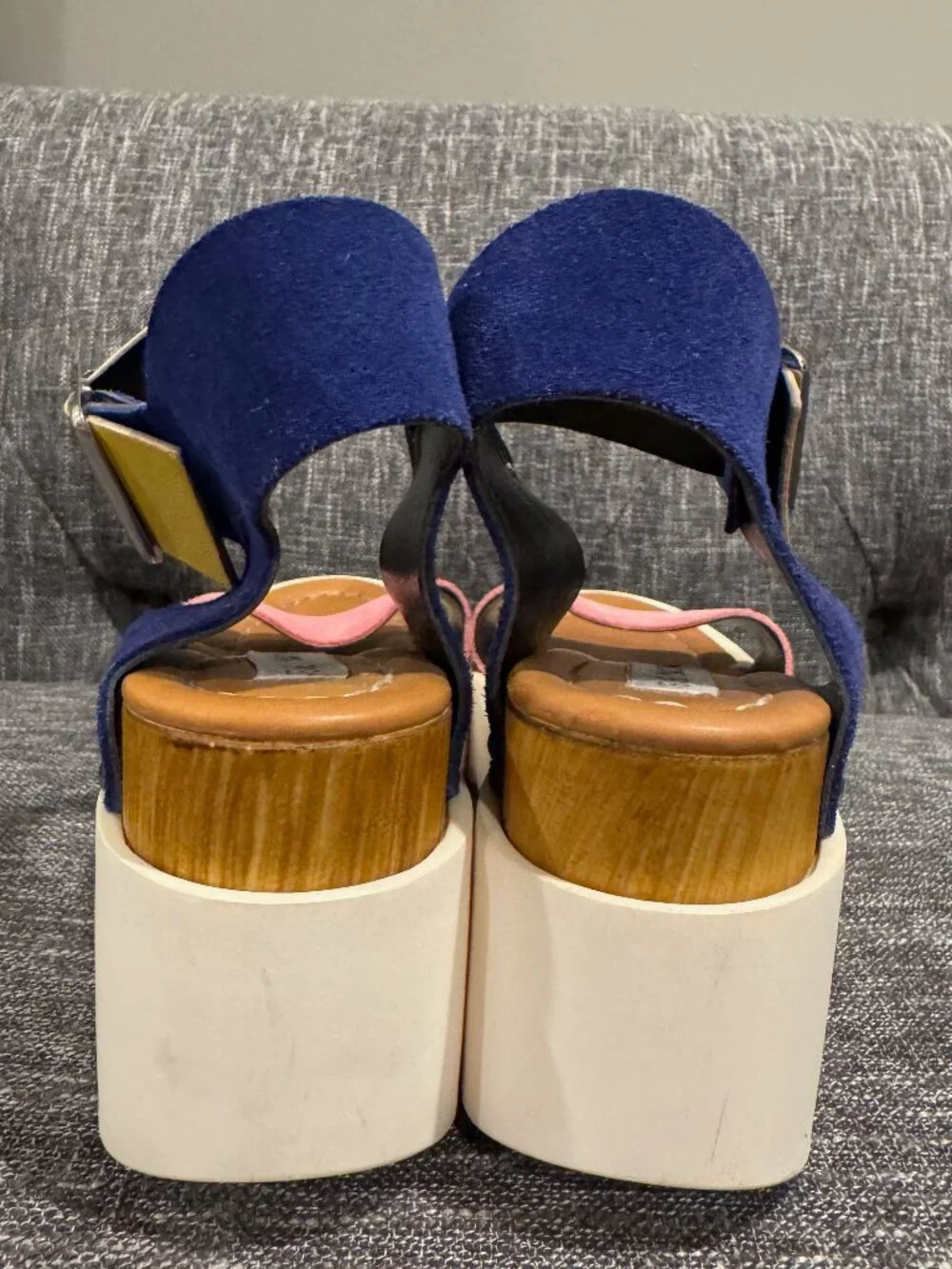 Steve Madden Keanu Platform Sandals Women's EU 38 US 8 Colorblock Leather Italy